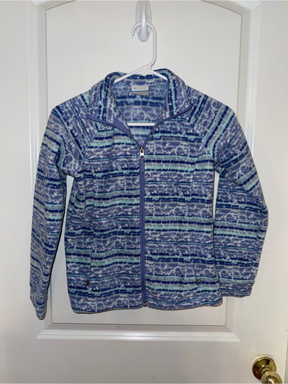 Columbia Blue‎ and Aqua Striped Full-Zip Fleece Girls Size 10/12
